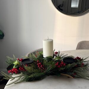 New Martha Stewart Holiday Candle Centerpiece with Red and Green Accents